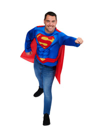 SUPERMAN COSTUME TOP &amp; CAPE, ADULT - M-L - Back