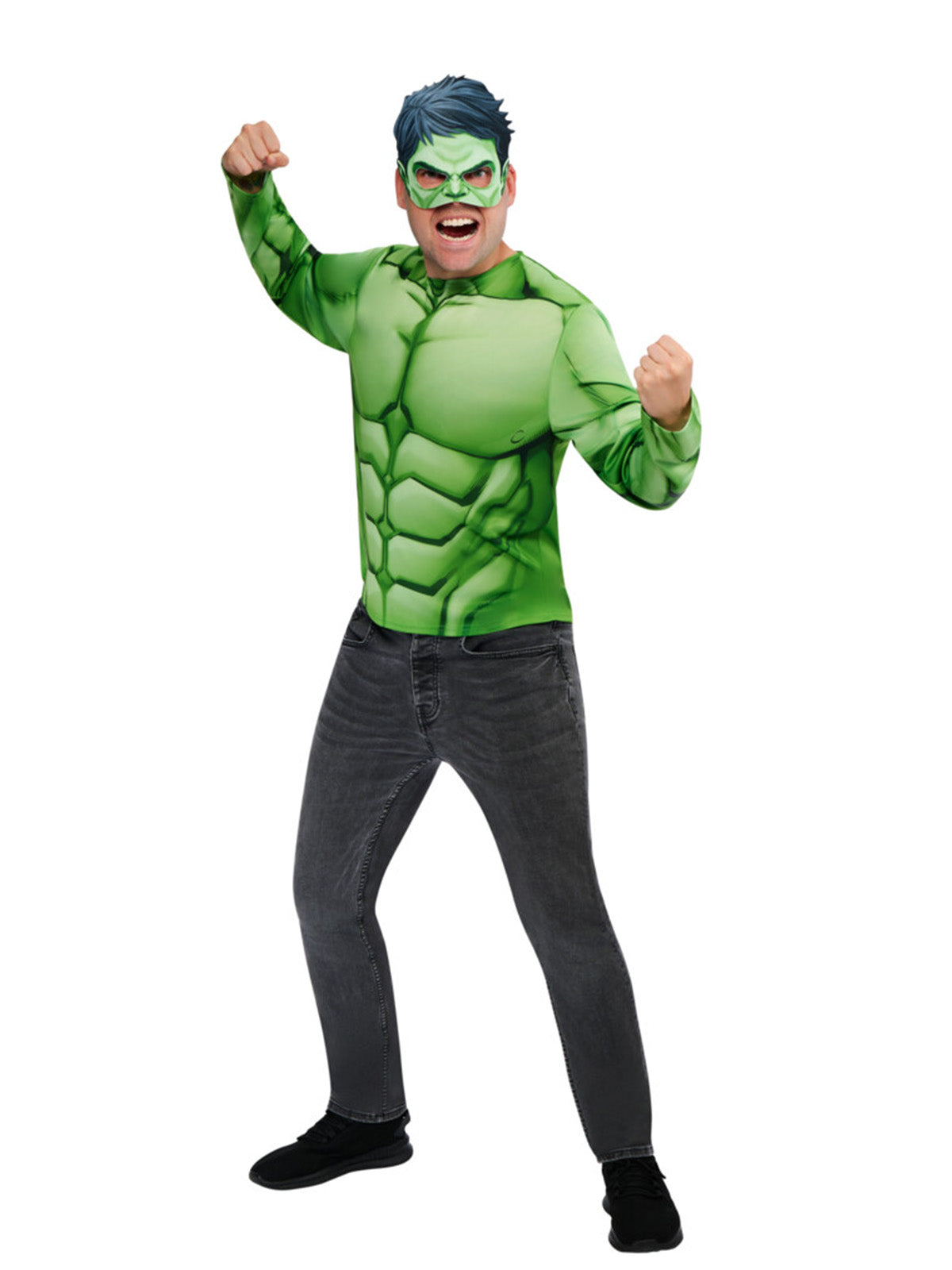 HULK COSTUME TOP &amp; MASK, ADULT - M-L - Back