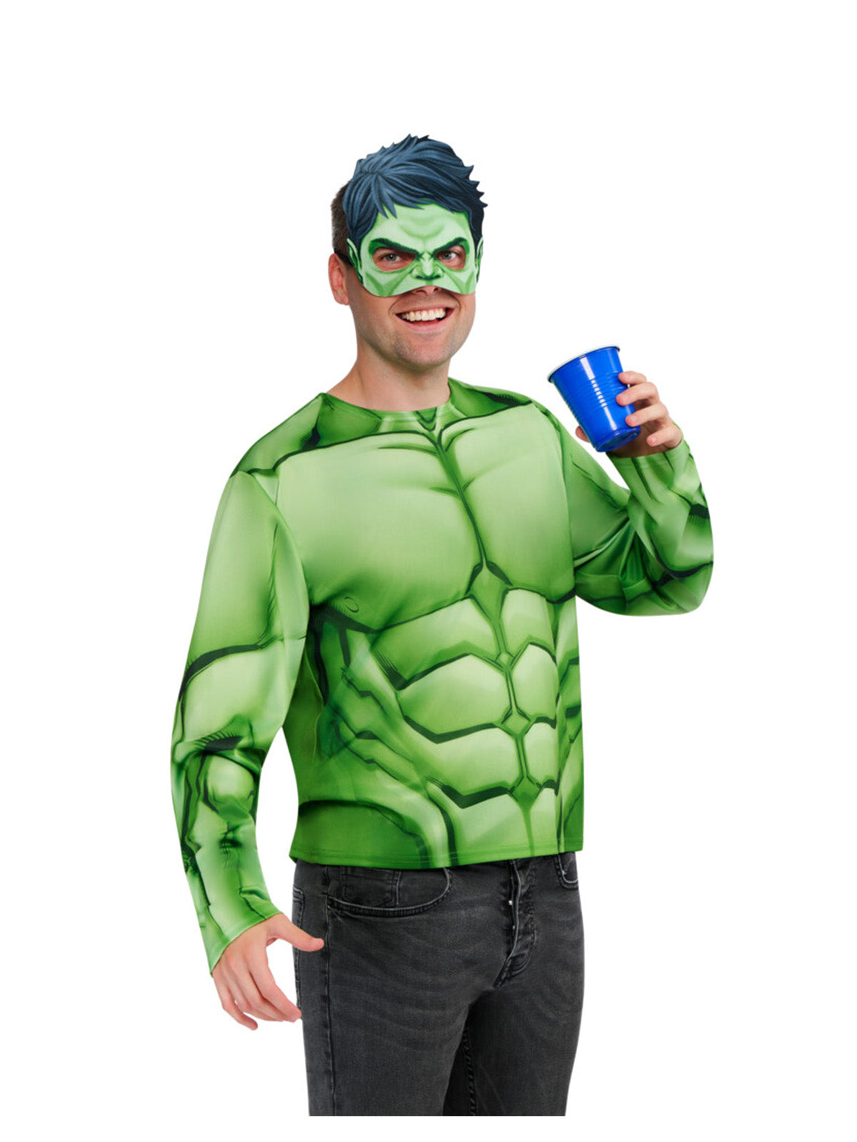 HULK COSTUME TOP &amp; MASK, ADULT - M-L - Side