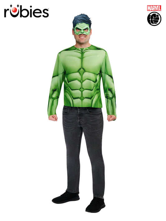 HULK COSTUME TOP &amp; MASK, ADULT - M-L - Front