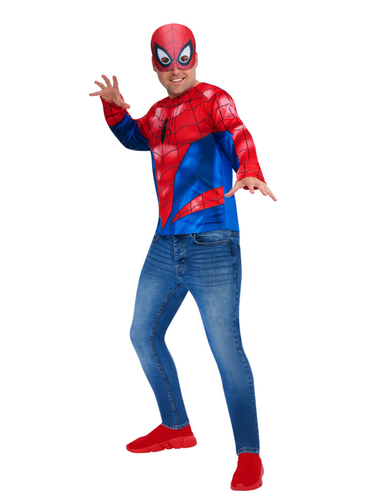 SPIDER-MAN COSTUME TOP &amp; MASK, ADULT - M-L - Side