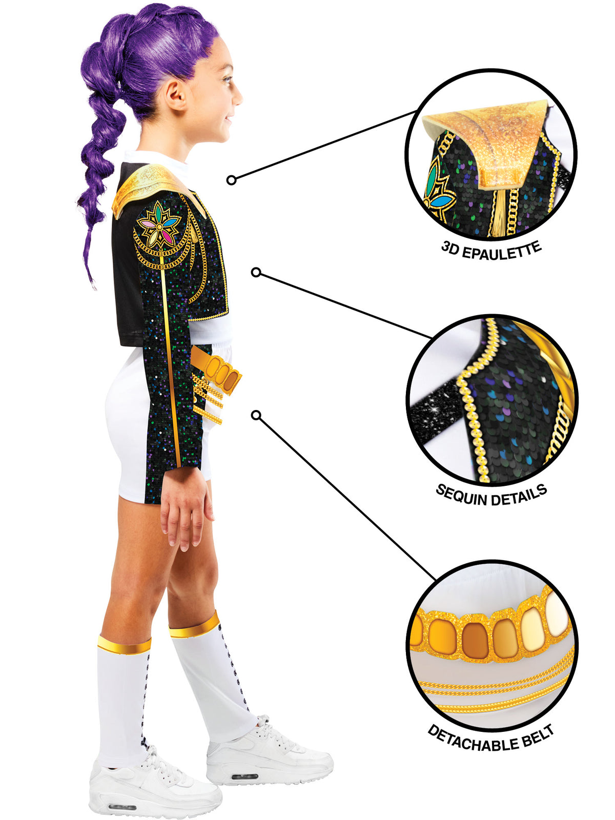 K-POP DEMON HUNTERS RUMI GOLD DELUXE COSTUME, CHILD