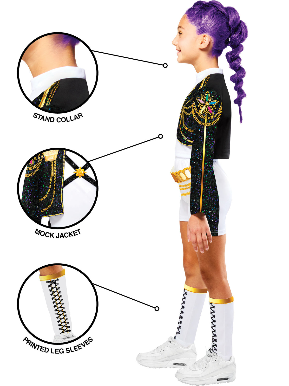 K-POP DEMON HUNTERS RUMI GOLD DELUXE COSTUME, CHILD