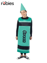 GREEN CRAYON ADULT TABARD COSTUME - ONE SIZE - Front