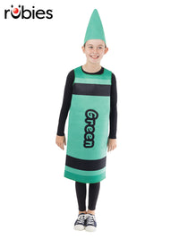 GREEN CRAYON CHILD TABARD COSTUME - ONE SIZE - Front