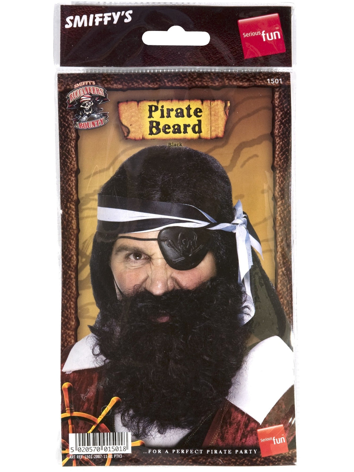 PIRATE BEARD, BLACK - ADULT - Back