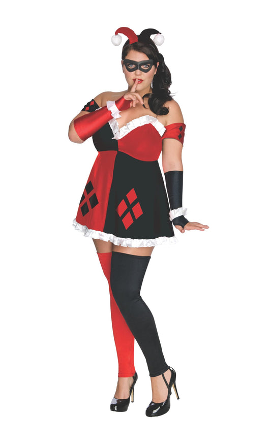 HARLEY QUINN DELUXE COSTUME, ADULT - PLUS - Front