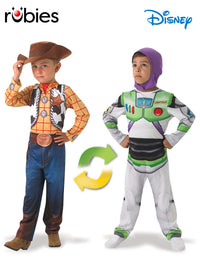 BUZZ TO WOODY DELUXE REVERSIBLE COSTUME, CHILD - 3-5 YRS - Front