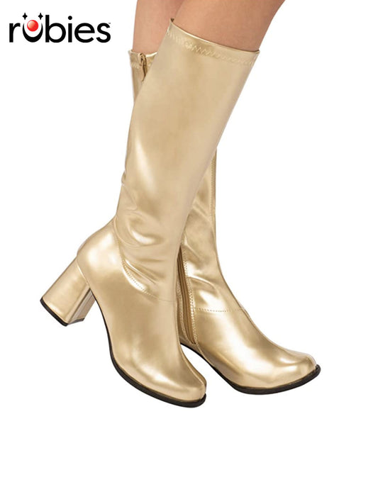 GO GO BOOTS, GOLD - ADULT - Front