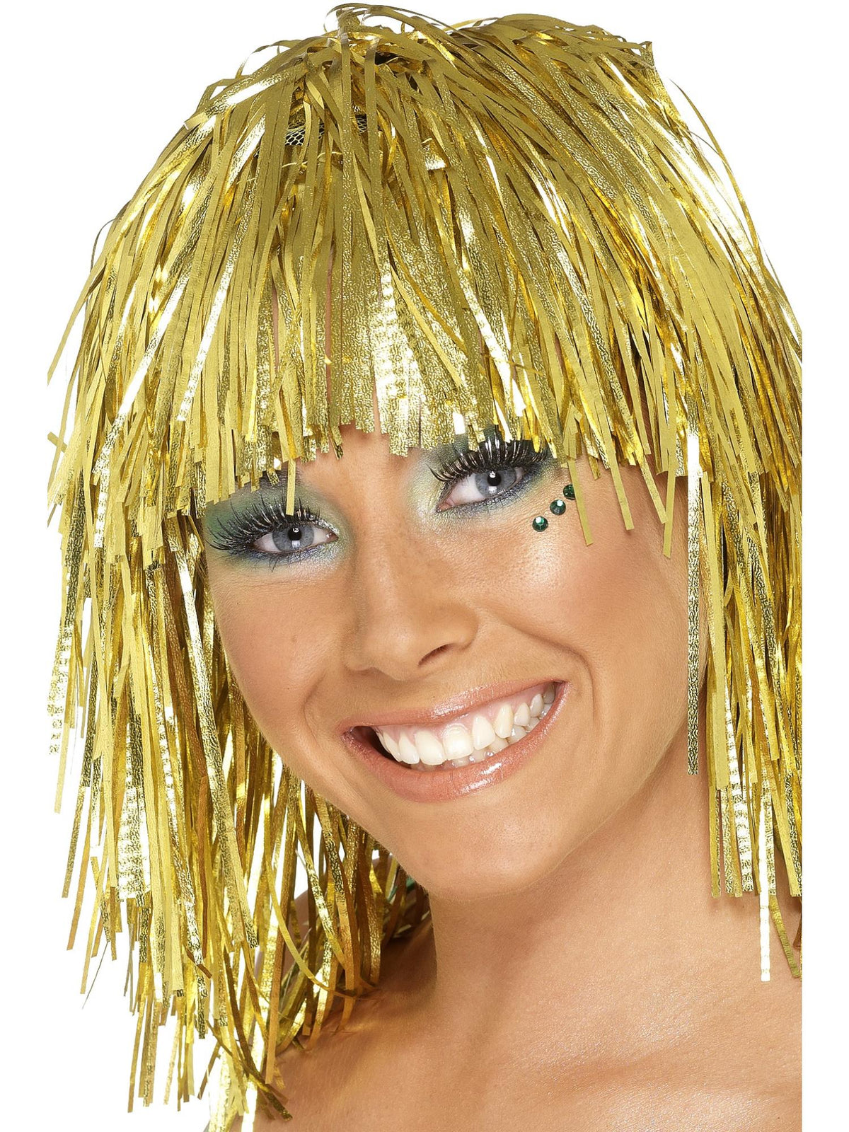 CYBER TINSEL WIG, ADULT - Gold - Back