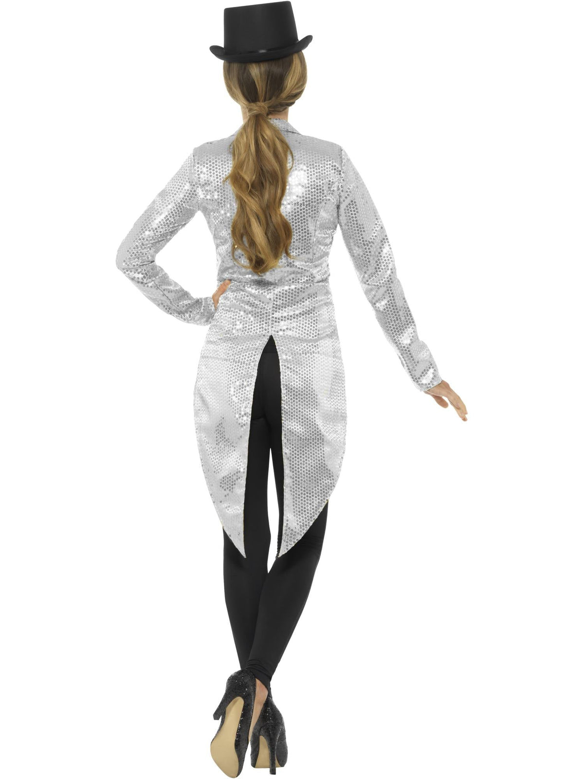 SEQUIN TAILCOAT LADIES JACKET, SILVER - Side