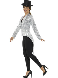 SEQUIN TAILCOAT LADIES JACKET, SILVER - Back
