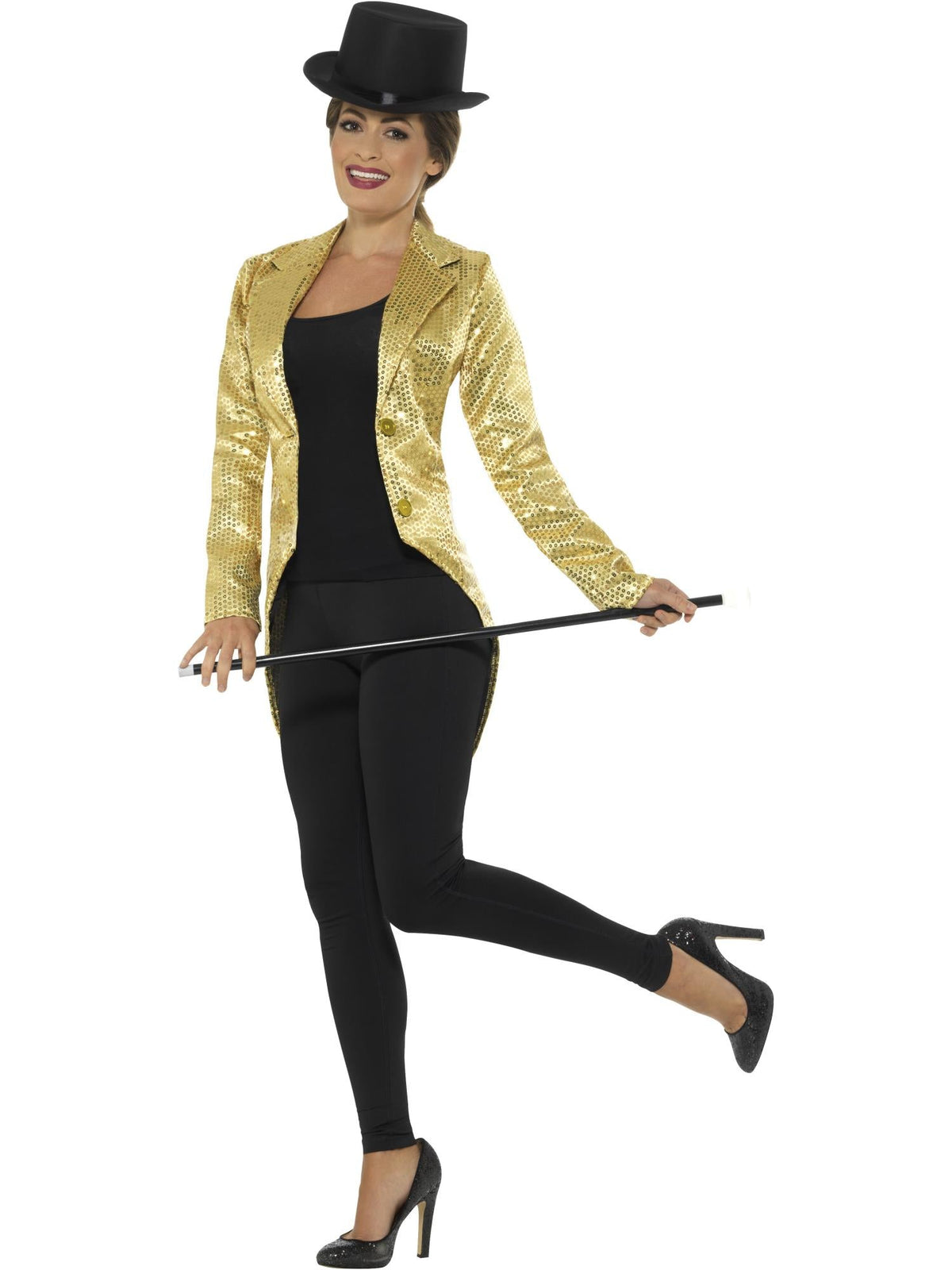 SEQUIN TAILCOAT LADIES JACKET, GOLD - M - Packaging