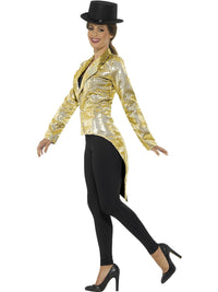 SEQUIN TAILCOAT LADIES JACKET, GOLD - M - Back