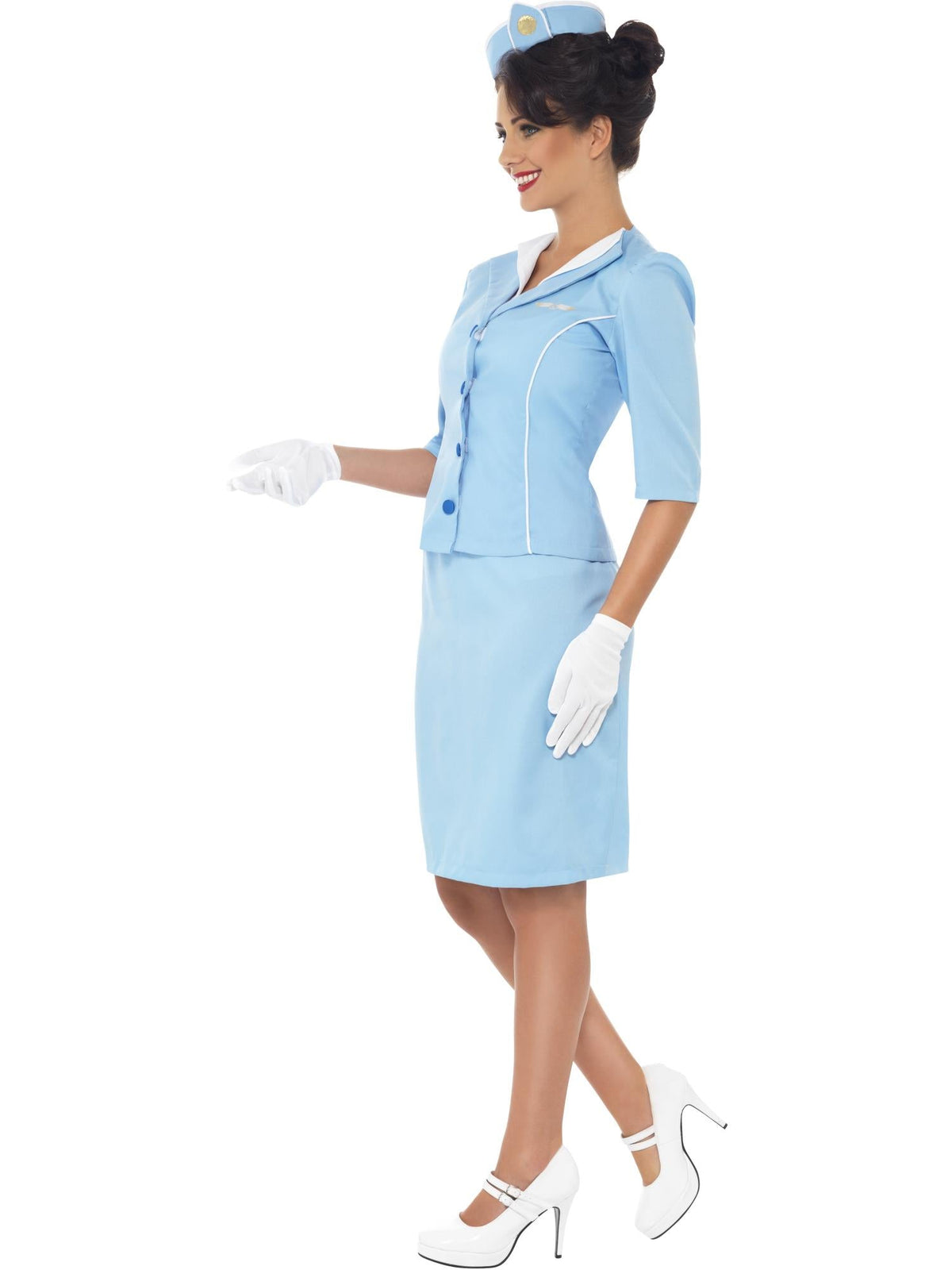 AIR HOSTESS COSTUME, ADULT - L - Side