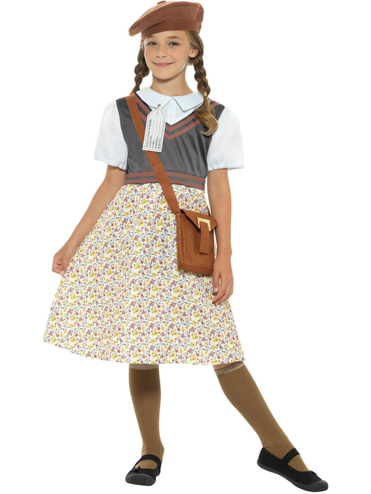EVACUEE SCHOOL GIRL COSTUME, CHILD - S
