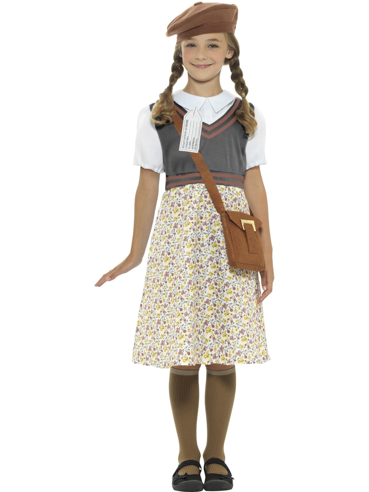 EVACUEE SCHOOL GIRL COSTUME, CHILD - S - Back