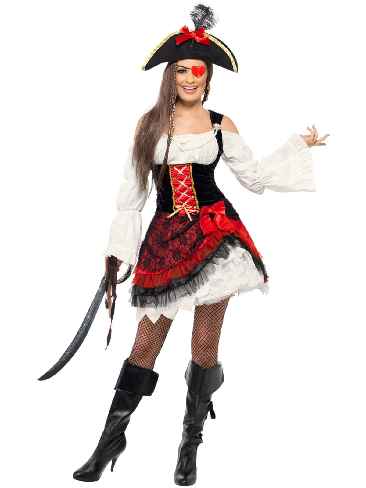 LADY PIRATE GLAMOROUS COSTUME, ADULT - S - Side