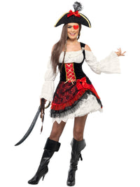 LADY PIRATE GLAMOROUS COSTUME, ADULT - S - Side