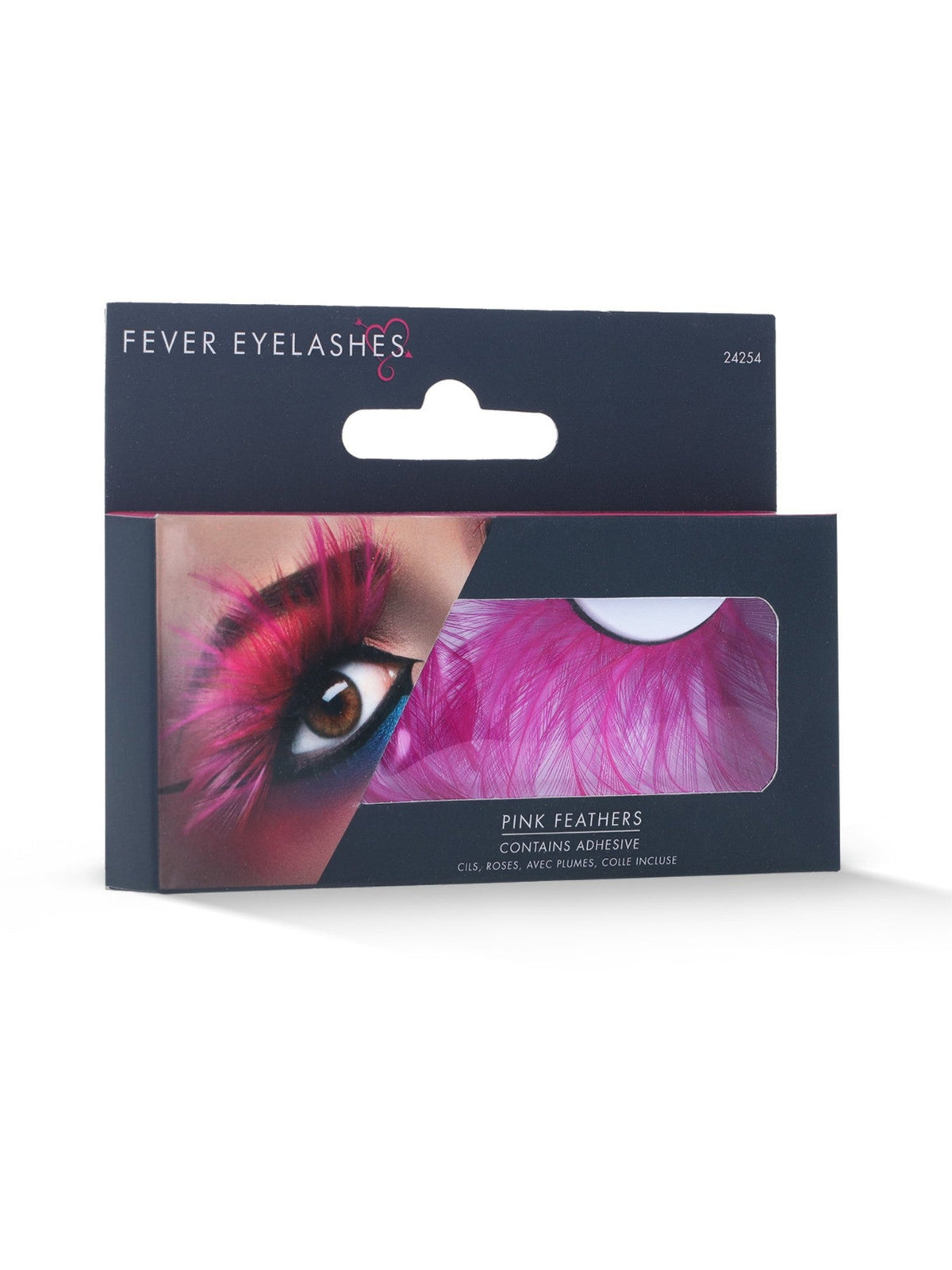 EYELASHES PINK WITH FEATHER PLUMES, ADULT - Back