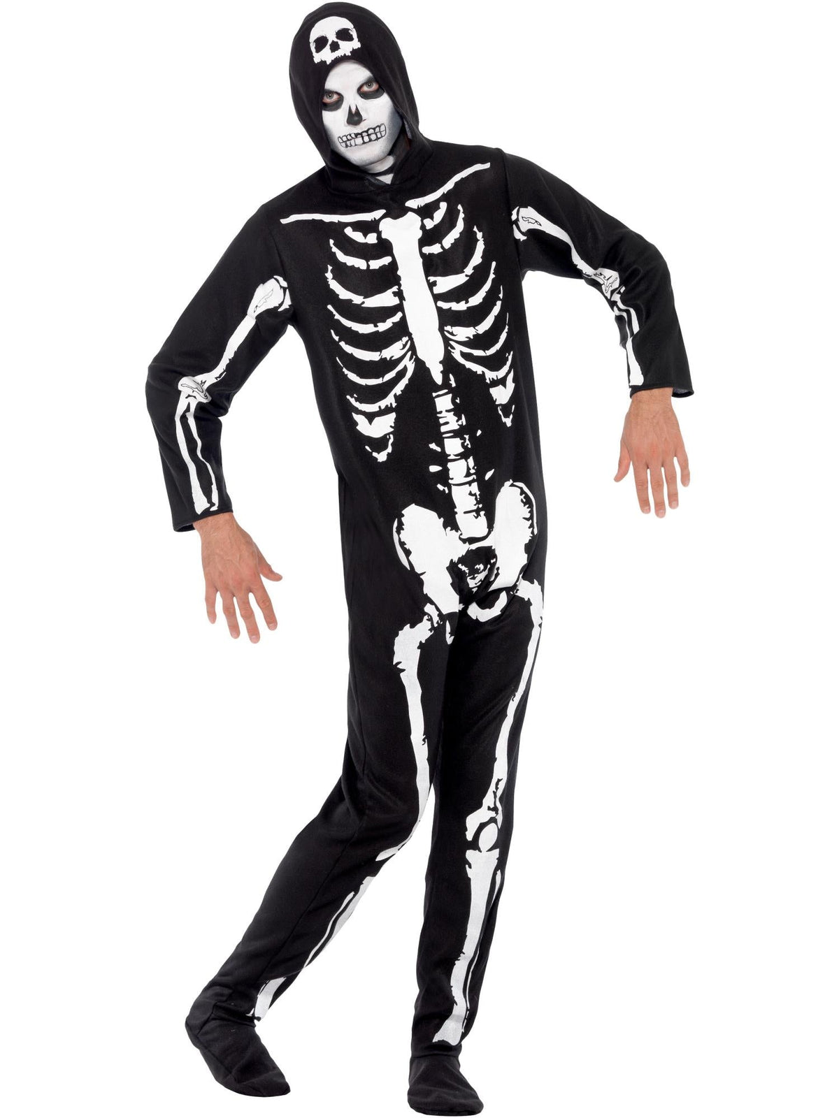 SKELETON HOODED COSTUME, ADULT - L - Back