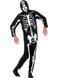 SKELETON HOODED COSTUME, ADULT - L - Back