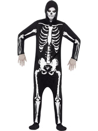 SKELETON HOODED COSTUME, ADULT - L - Front