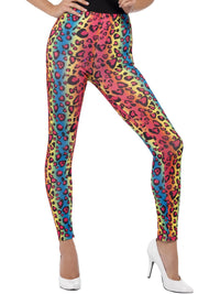 LEOPARD PRINT LEGGINGS, NEON - ADULT - Front
