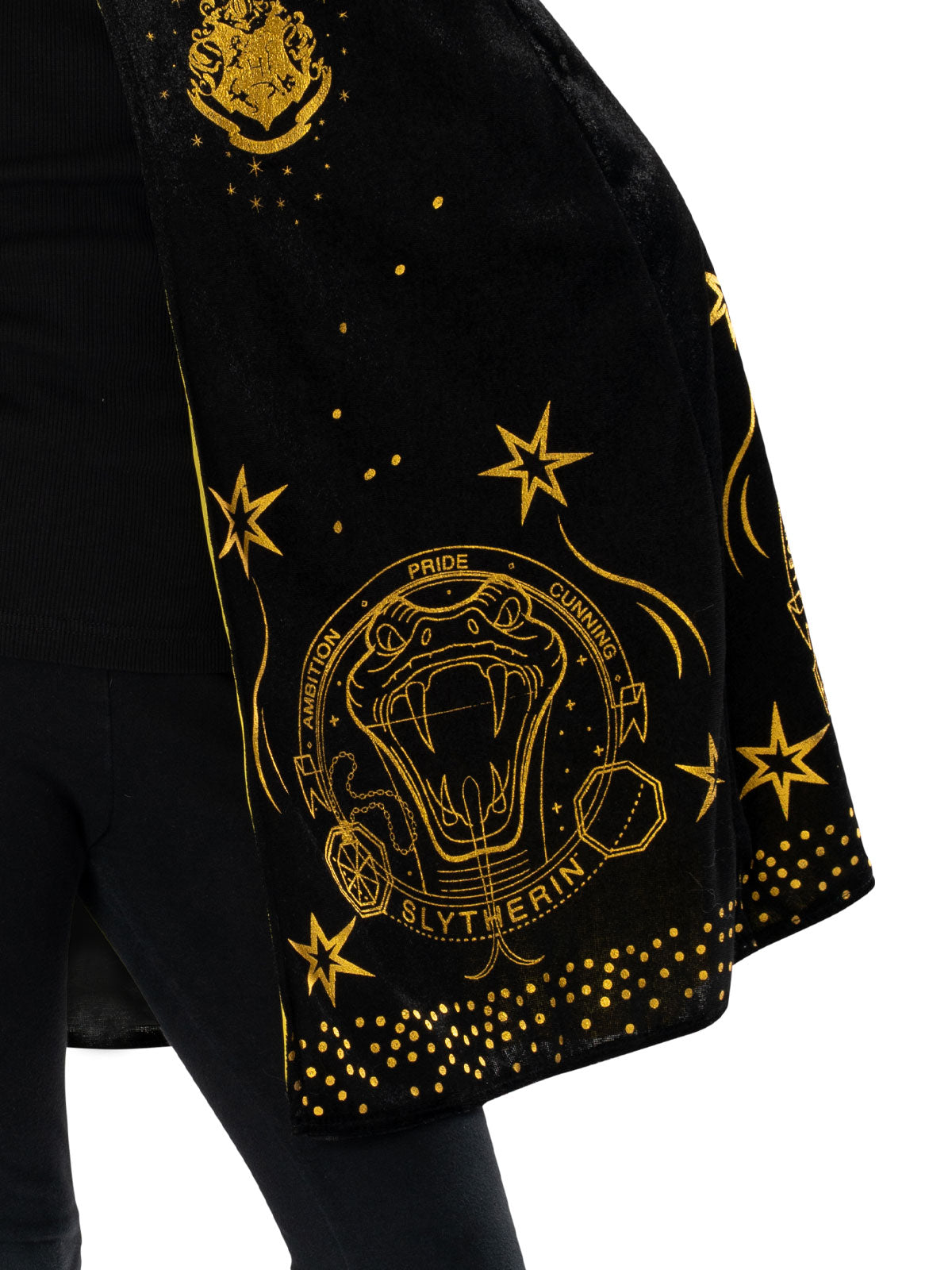 HOGWARTS BLACK &amp; GOLD HOODED ROBE, CHILD - Back