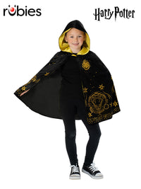 HOGWARTS BLACK &amp; GOLD HOODED ROBE, CHILD - Front