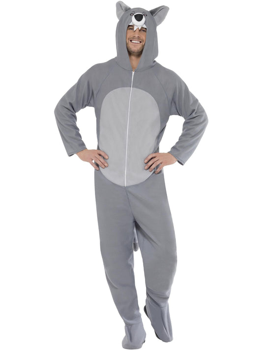 WOLF ONESIE COSTUME, ADULT - Front