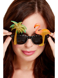 SPECS WITH FLAMINGO &amp; PALM TREE, ADULT - Front