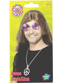 60S PEACE SIGN HIPPIE MEDALLION, ADULT - Side
