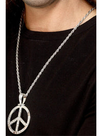 60S PEACE SIGN HIPPIE MEDALLION, ADULT - Front