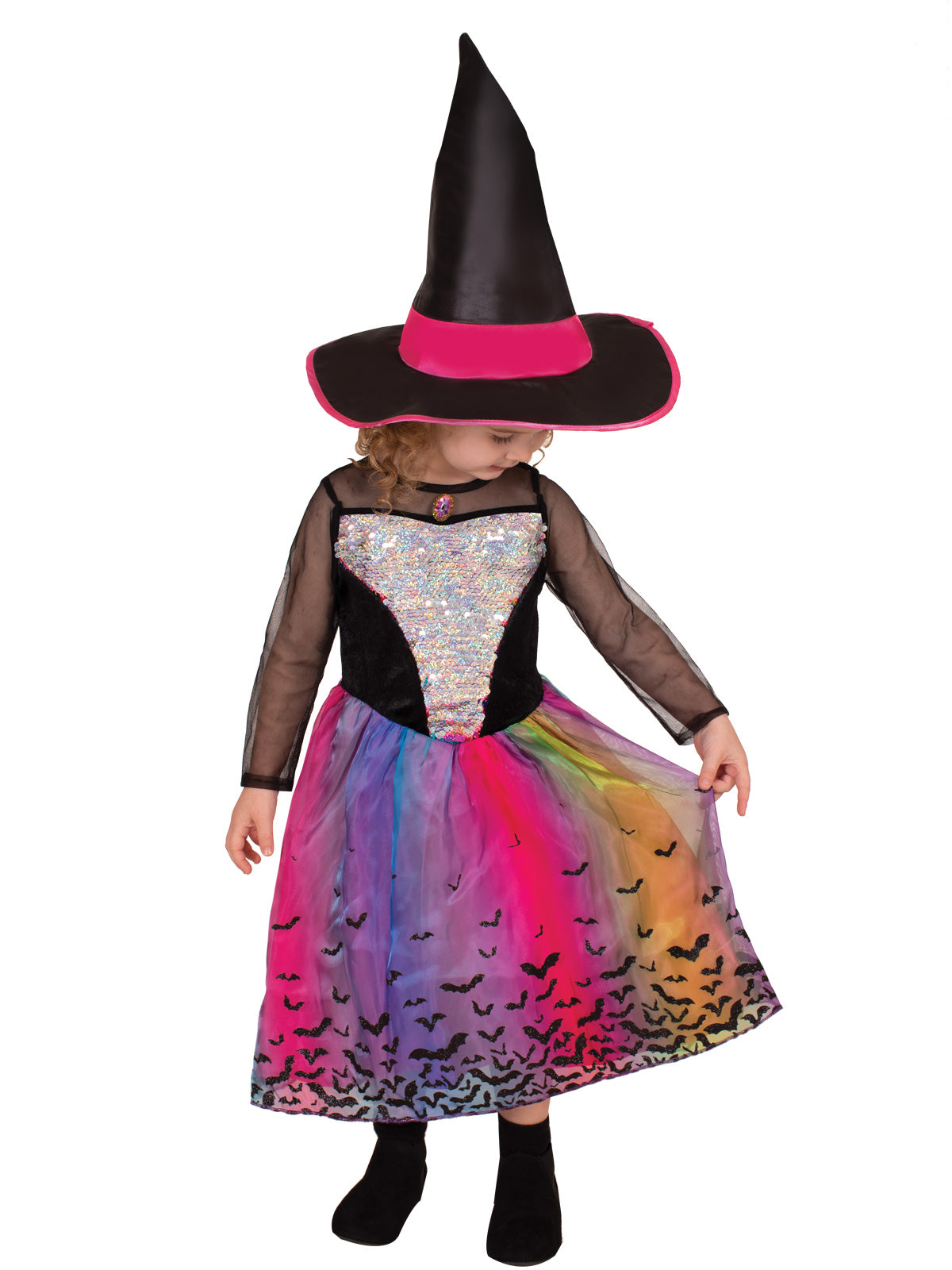 RAINBOW COLOUR MAGIC WITCH DELUXE COSTUME, CHILD - Back