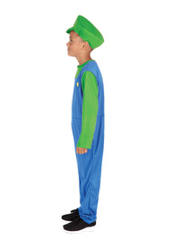 GREEN PLUMBER BOY COSTUME, CHILD - Back