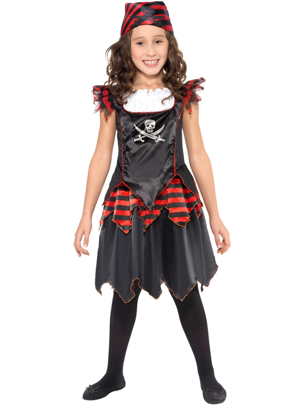 PIRATE SKULL &amp; CROSSBONES GIRL COSTUME, CHILD - Back