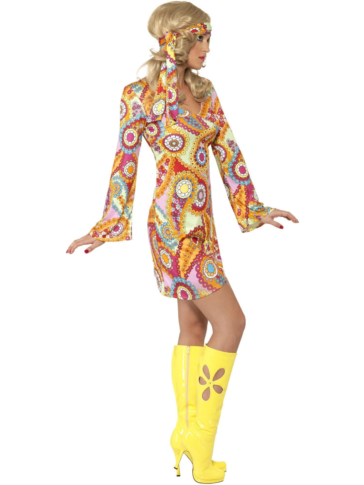 60S HIPPY COSTUME, ADULT - Back