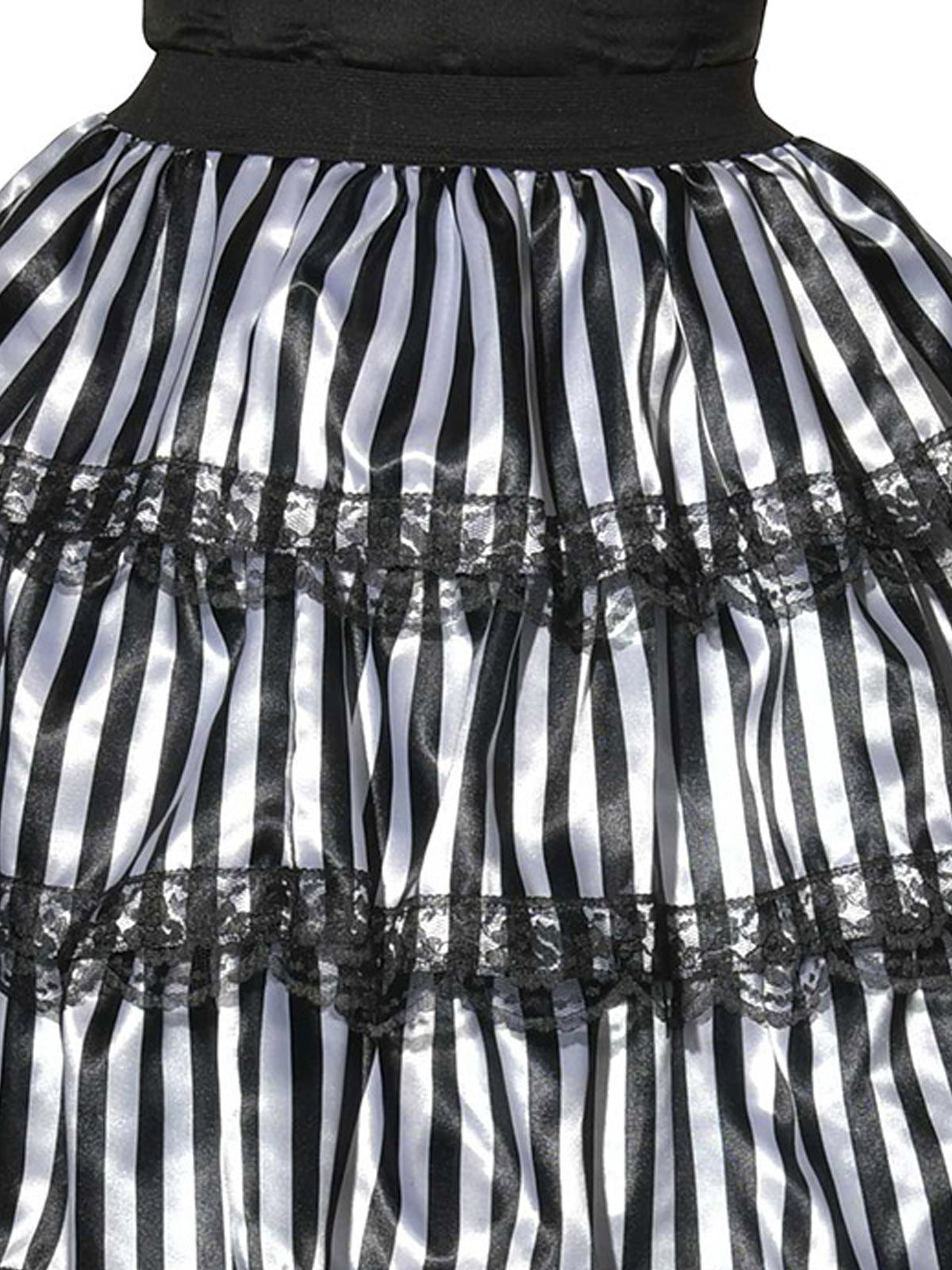 STRIPED BLACK &amp; WHITE RUFFLE SKIRT, ADULT - STD - Back