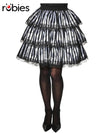 STRIPED BLACK &amp; WHITE RUFFLE SKIRT, ADULT - STD - Front