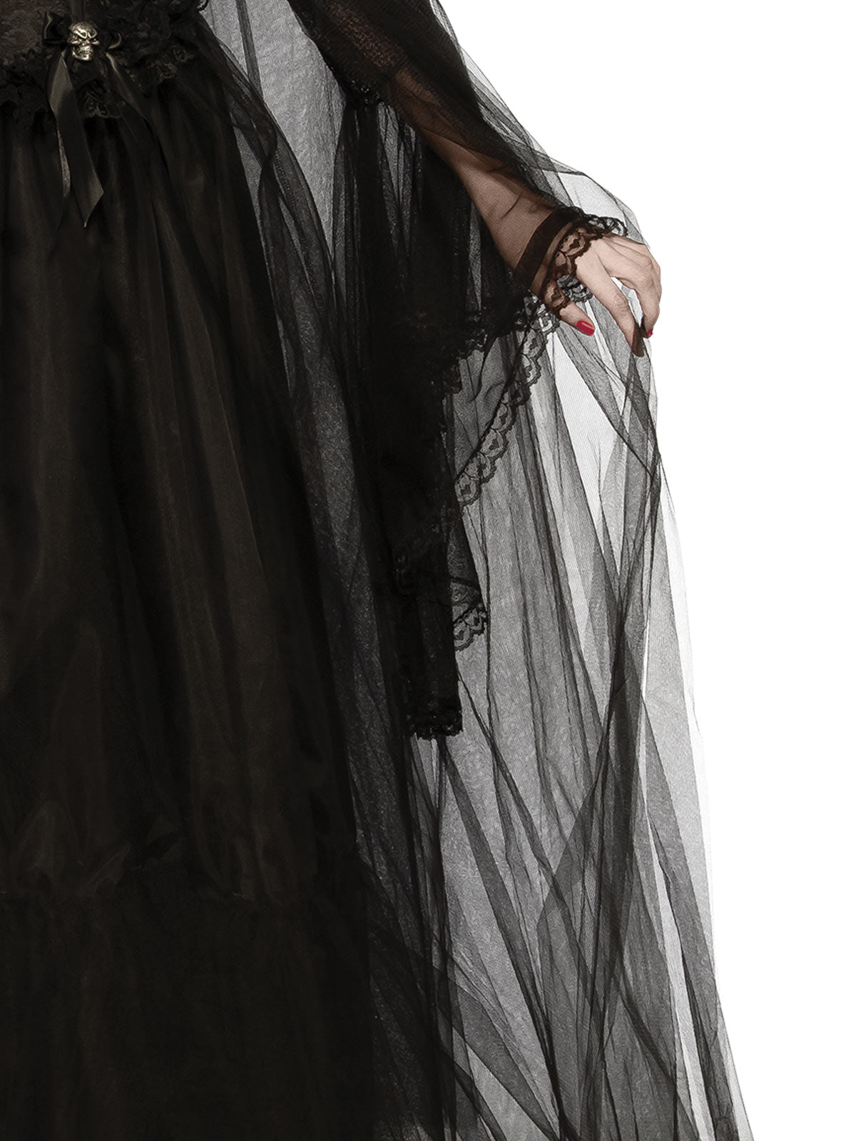 BLACK HOODED CAPE, ADULT - STD - Side