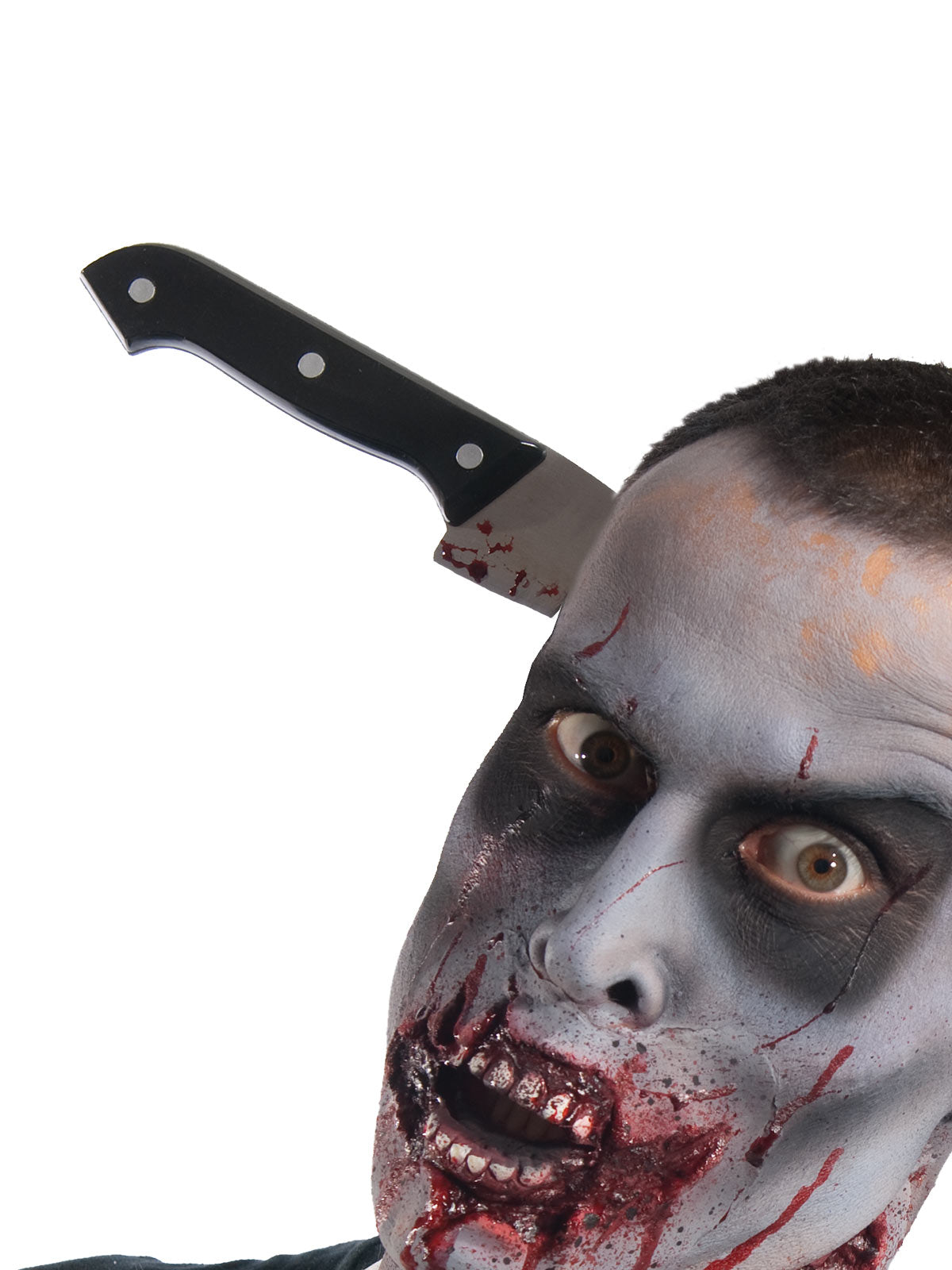 ZOMBIE KITCHEN KNIFE THROUGH HEAD ACCESSORY - Side