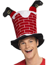 SANTA STUCK IN CHIMNEY HAT, ADULT - Back