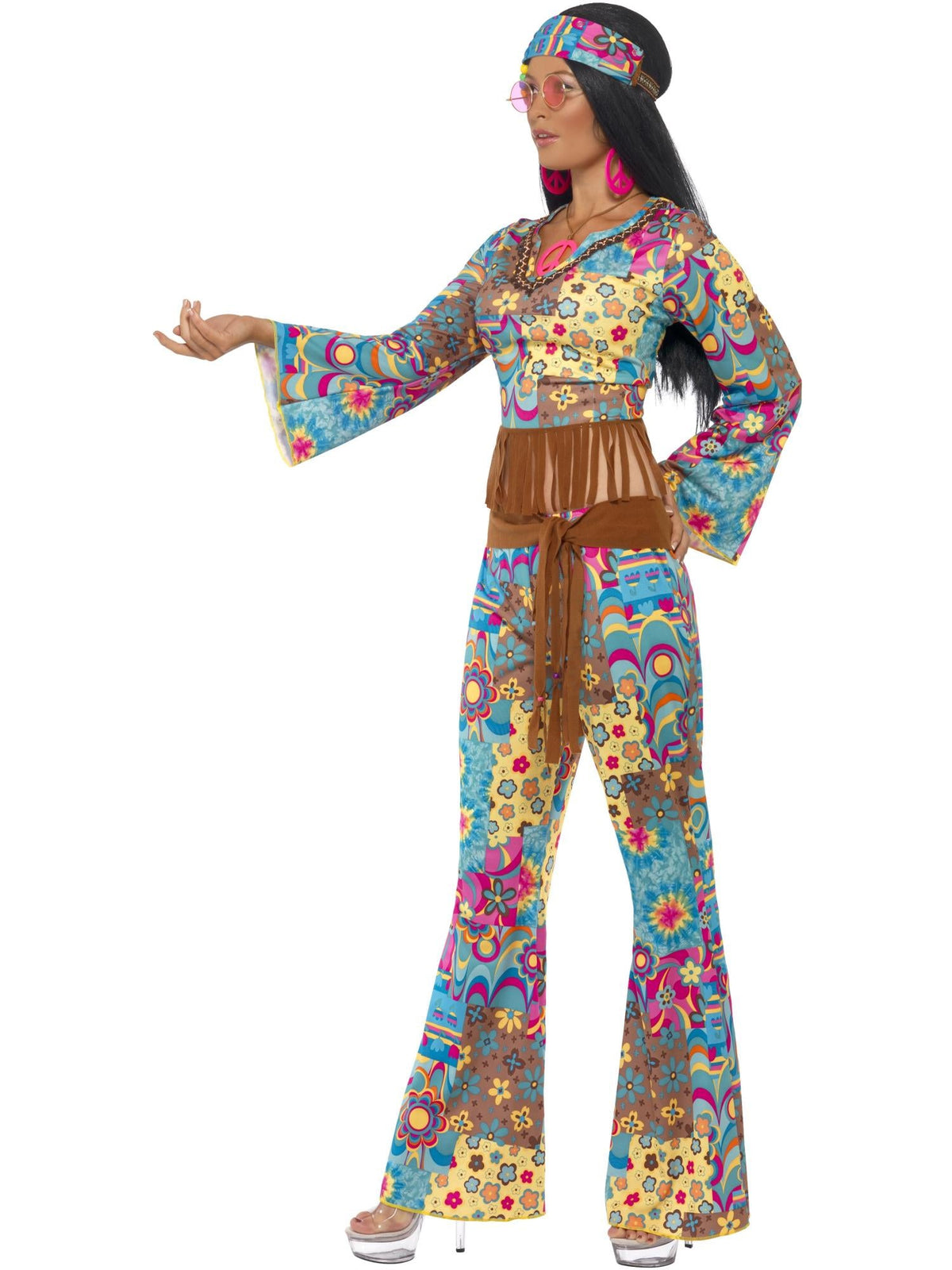 HIPPIE FLOWER POWER COSTUME, ADULT - M - Back