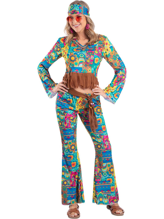 HIPPIE FLOWER POWER COSTUME, ADULT - M - Front