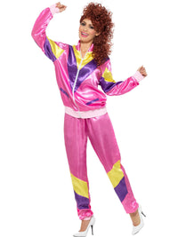 80S HEIGHT OF FASHION WOMEN'S PINK SHELL SUIT, ADULT - S - Front