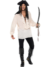 PIRATE SHIRT, IVORY, WITH LACE UP FRONT - L - Back