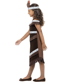 NATIVE AMERICAN INSPIRED GIRL COSTUME WITH FEATHER - S - Side