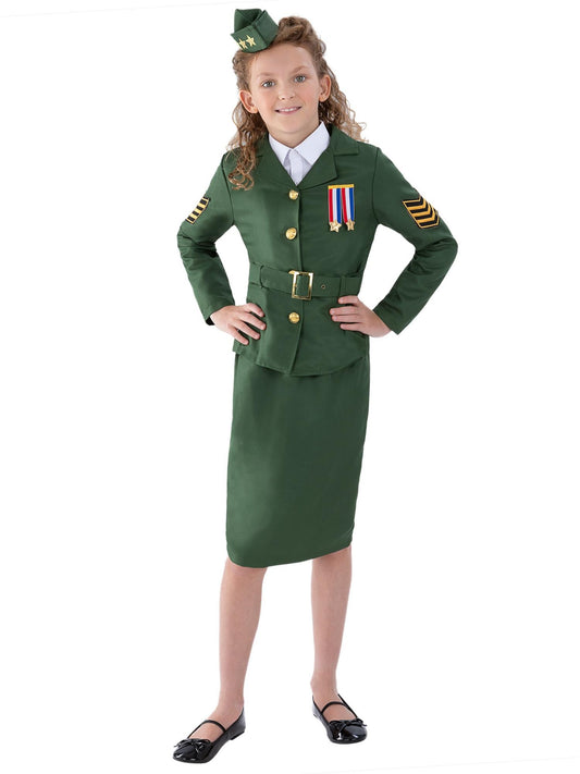WW2 ARMY GIRL COSTUME, CHILD - Front