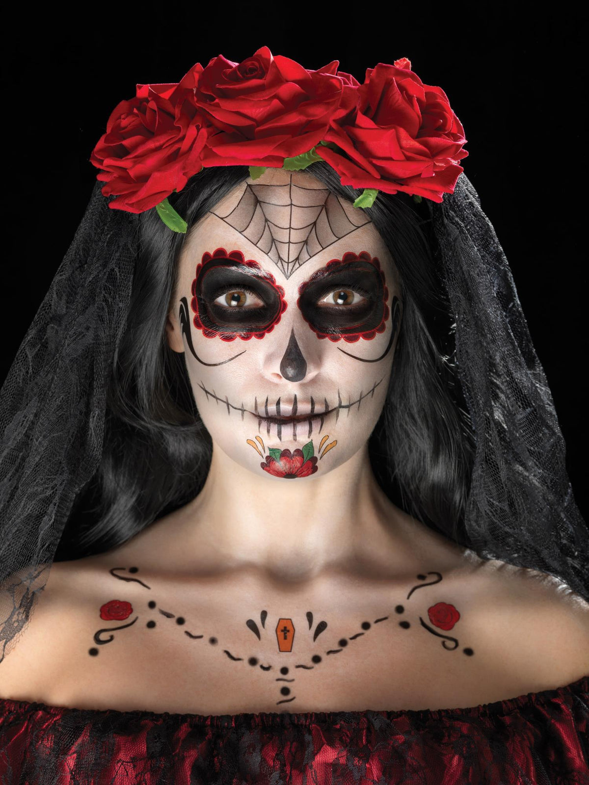 DAY OF THE DEAD FACE TATTOO KIT - Back